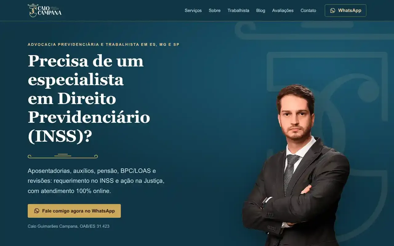 Site da Caio Campana Advocacia, advogado previdenciário e trabalhista