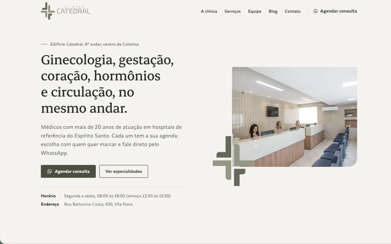 Site da Clínica Catedral