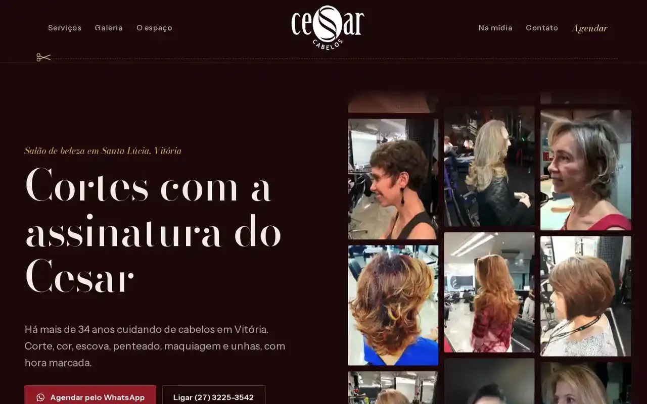 Site do Cesar Cabelos, salão de beleza em Santa Lúcia, Vitória