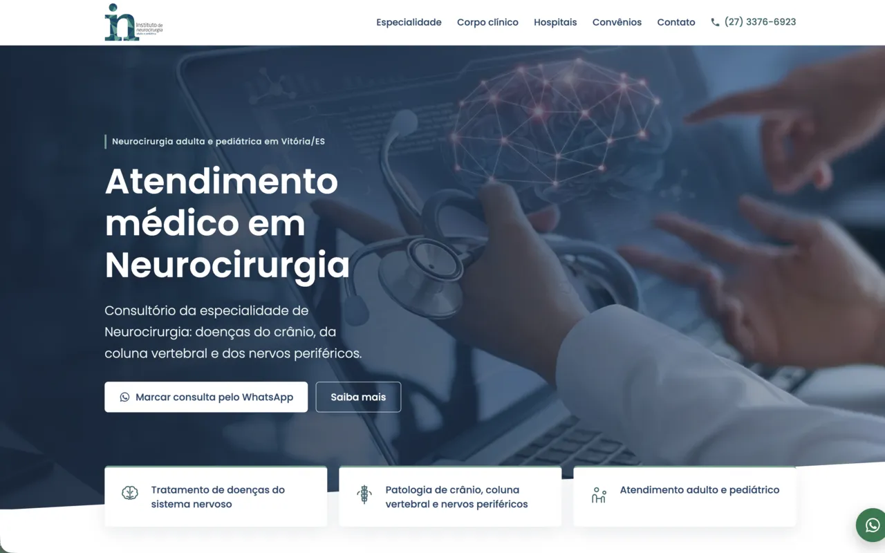 Site do Instituto de Neurocirurgia