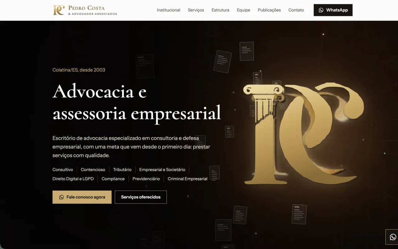 Site da Pedro Costa Advocacia