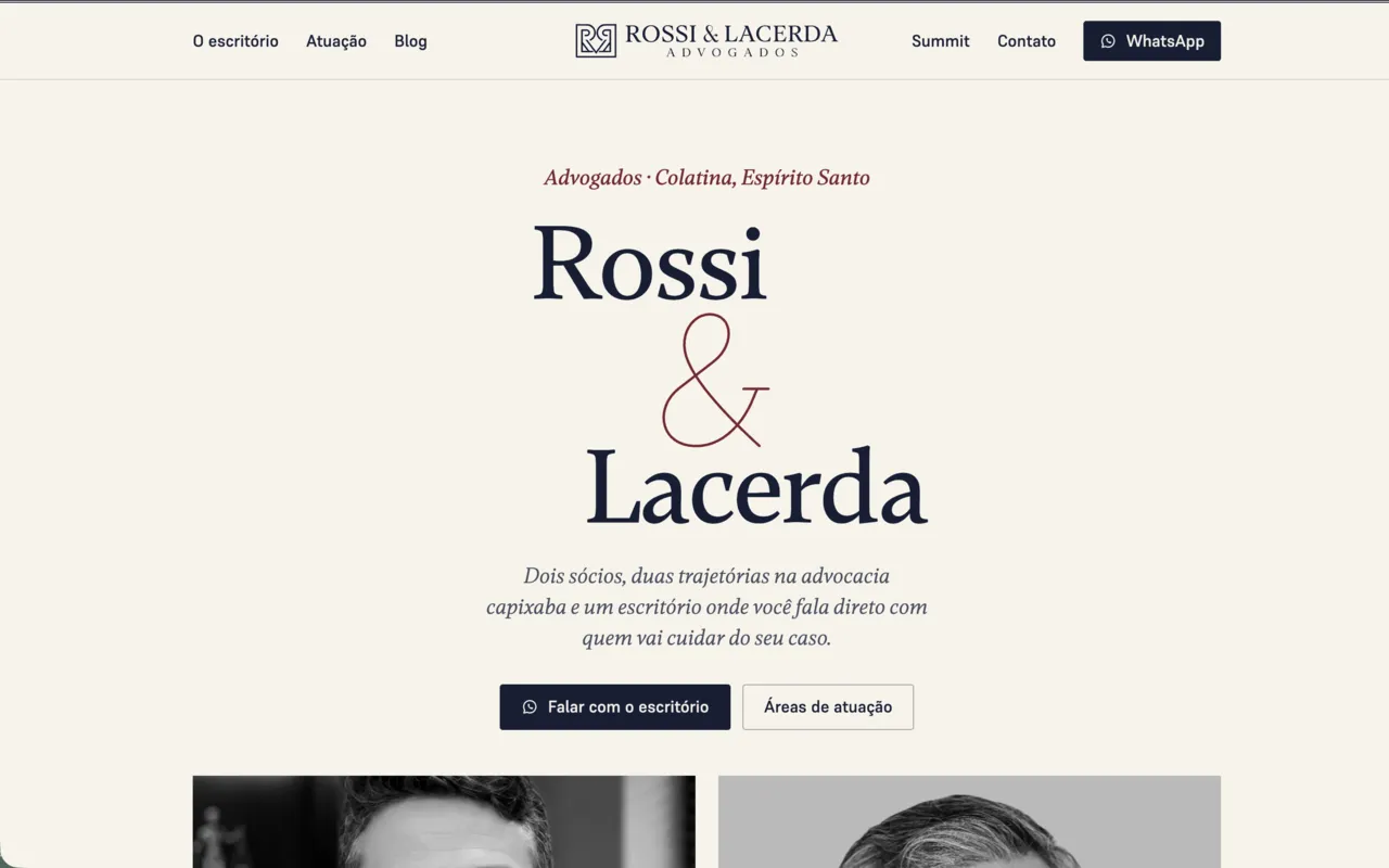 Site da Rossi & Lacerda Advogados