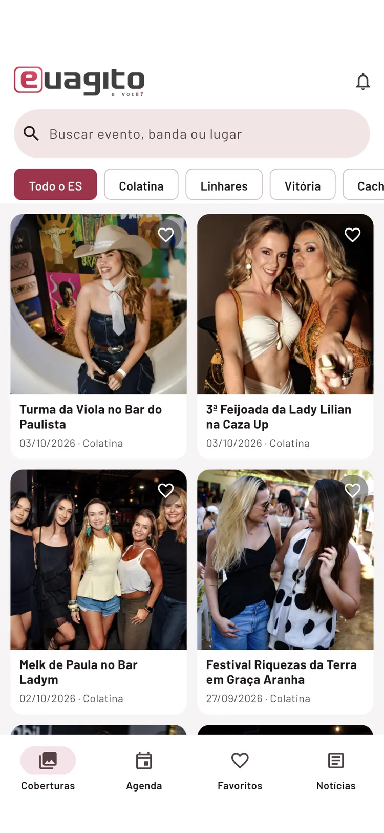App EuAgito, coberturas de festas e eventos do Espírito Santo