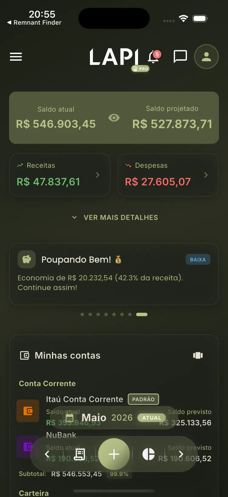 App LAPI — controle financeiro pessoal